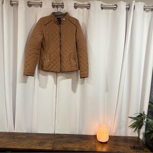 Quilted Brown Jacket with Zipper